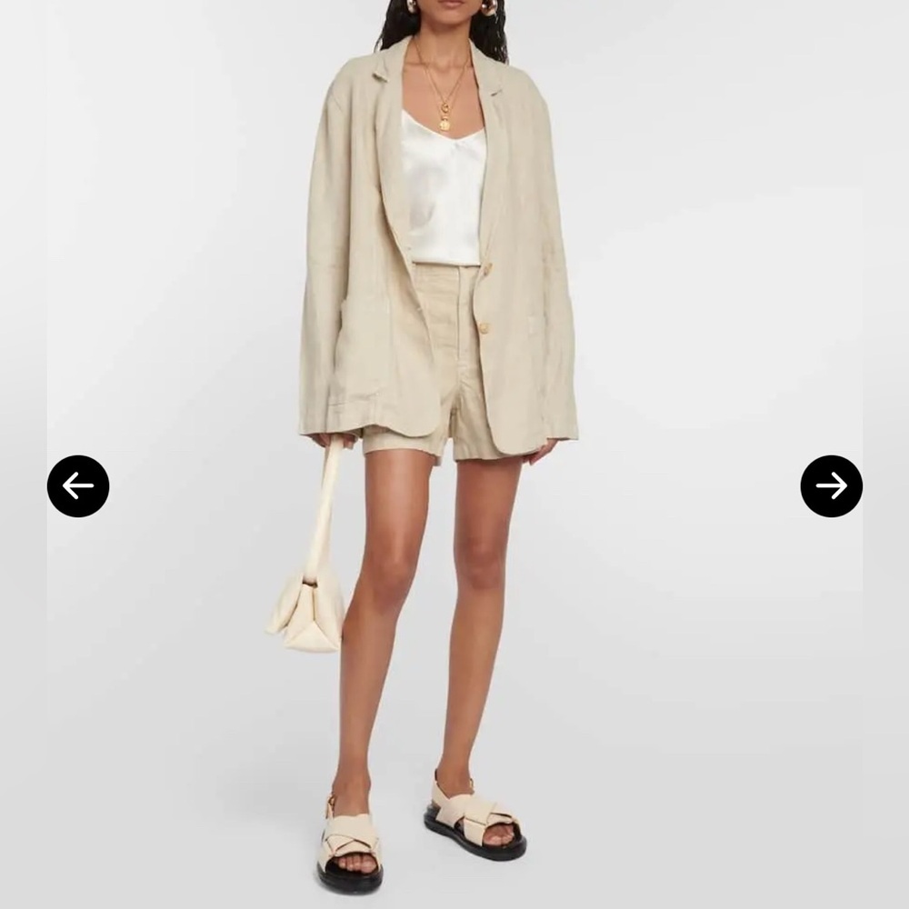 Velvet by Graham & Spencer Cream Linen-Blend Tailored Shorts